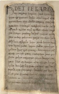 A portion of the oldest, surviving manuscript of Beowulf